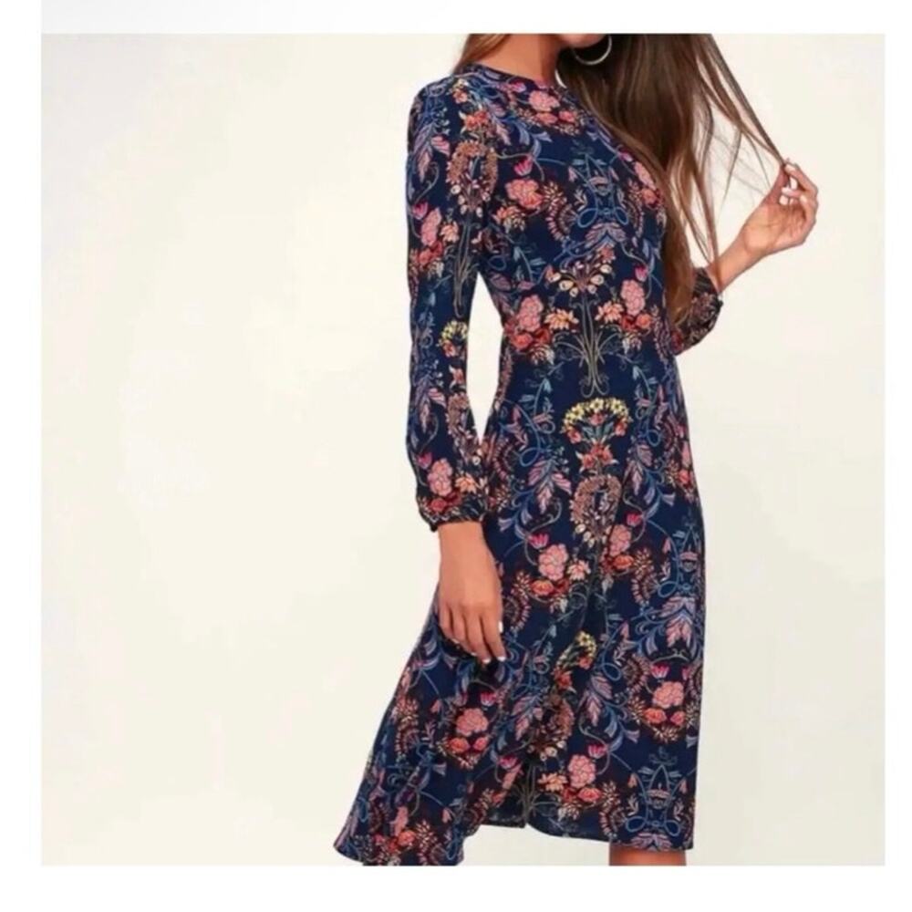 I Madeline Garden Splendor whimsical indie boho festival navy Floral peasant NWT